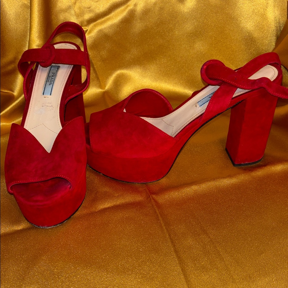 Prada Red Women's Platform Sandals